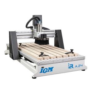 Frezarka CNC 3-osiowa 2D i 3D IGM i2R A24 do drewna, plastiku i metalu, wrzeciono 2200 W i zakres roboczy 610 x 1200.