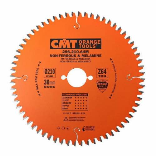 CMT 296.210.64M PIŁA TARCZOWA DO ALUMINIUM LAMINATU MOSIĄDZ 210x30 mm 64Z