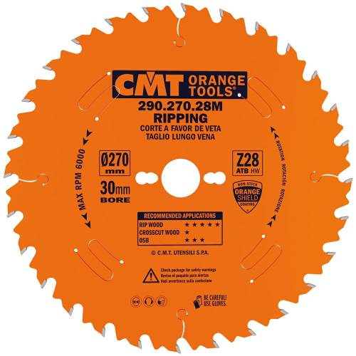 CMT 290.270.28M Piła do cięcia wzdłużnego HM D=270 F=30 Z=28NK=2,8/1,8 