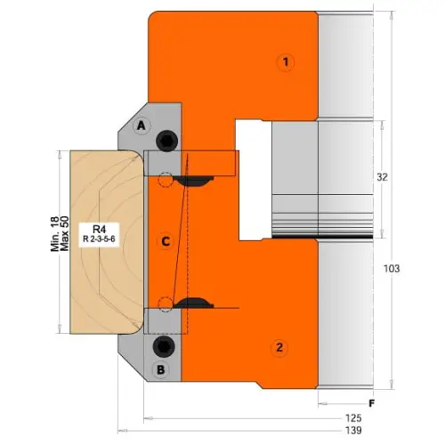 CMT Płytka wymienna do głowicy C694005 - para noży R3+45° prof.B3 (dół)